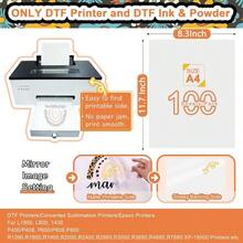 TECKWRAP - Película de transferencia DTF - 100 hojas A4 de 8.3 x 11.7 pulgadas papel de transferencia de calor mate PET DTF para impresión directa a película en camisetas trabajo textil con - Blanco - Ver 2