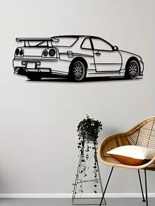1pc Fashion Car Silhouette Metal Wall Decor - Modern Line Art, Iron Craftsmanship, Suitable For Living Room, Bedroom, Auto Repair Shop Display, Room Decoration, Modern Car Art | Industrial Style, Car Decor, Room Decoration, Ideal Gift For Car Enthusiasts - Multicolor - View 2