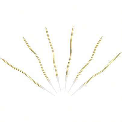 COSMIC NATION 6 PCS Vela Curva en Espiral Velas Decorativas Curvas para Pastel de Cumpleaños 15 CM Dorado