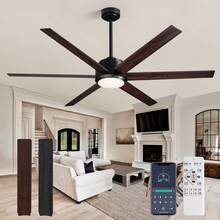 60" Modern Ceiling Fans With Lights And Remote & APP Control, Black Industrial Chandelier Dimmable LED Ceiling Fan Light Adjustable For Farmhouse Dining Room Living Room Patio - Black - View 10
