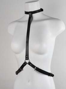 Men's Pu Leather Harness Sexy Punk, Suspenders Belt Adjustable Shoulder Strap - Black - View 4