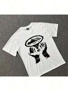 Unisex T-Shirt/Shirt/Blouse With Ship/Island/Hands Design, 100% Cotton, On  - Premium Quality, Top Quality - Blanco - Ver 4