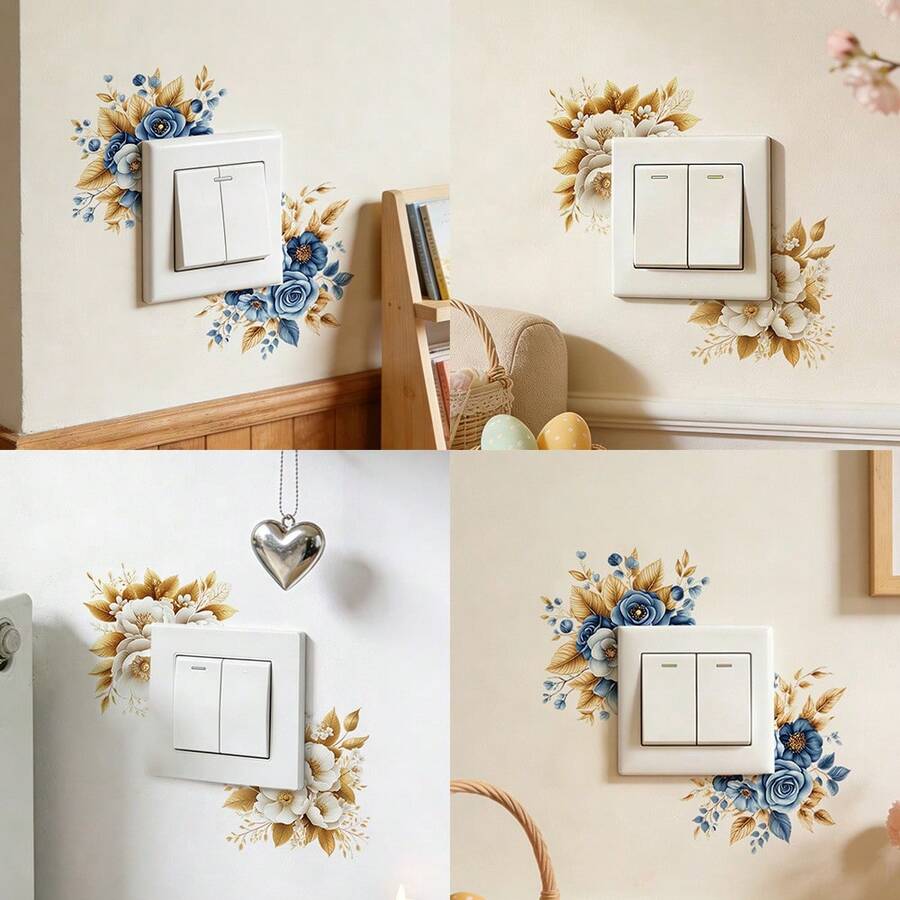 Bộ 1/3/5 miếng dán công tắc điện hình lá cây xanh đơn giản, trang trí tường công tắc bằng cây xanh, miếng dán trang trí công tắc, trang trí nhà cửa tươi mới và nhỏ gọn, nhiều kiểu dáng cây xanh, họa tiết hoa tự dính, dễ dán, thích hợp cho phòng tắm, nhà cửa, trang trí tường, nhà bếp, trang trí phòng. - Nhiều màu - Xem 1