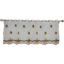 Cortina Navideña - 1 Lienzo de 2.00m de Ancho x 0.70m de Alto - Bordado Festivo para Tubo de ½ Pulgada - Decoración y Práctica para Cocina (Velas) - velas - Ver 6