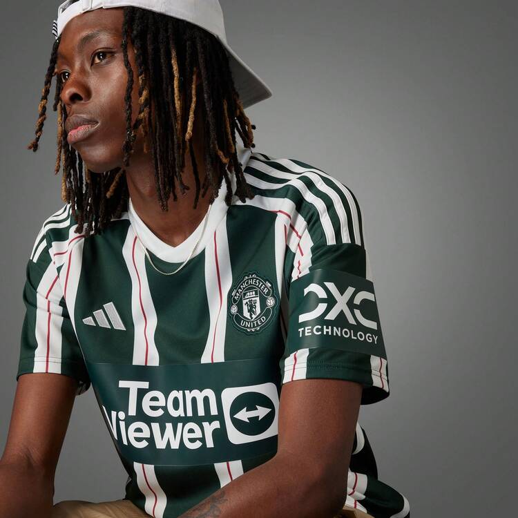 Adidas MUFC A JSY Manchester United FC Borta fotbollströja herr T-shirt - Mörk Grön - Visa 4