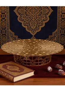 素食节金色水果盘创意素食月亮金属水果展示盘可重复使用金属装饰盘 - 金色 - 查看 9