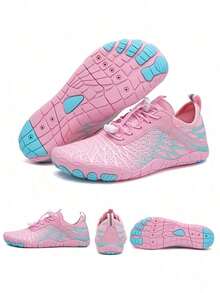 Men & Women Adjustable Elastic Lock Hike Barefoot, Beach Shoes, Lightweight Soft Sole Wading Sneakers With Drainage Holes For Pool Vacation & Fishing - Hồng - Xem 10