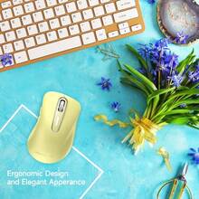 memzuoix Ratón inalámbrico 24 GHz ratón óptico inalámbrico portátil de 1400 ppp con mini receptor USB 5 bos y funcionamiento con batería para ordenador portátil escritorio MacBook color-0002 - Amarillo - Ver 7