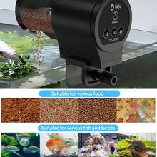 100毫升容量自动鱼缸喂食器 - 液晶定时器，可设置12/24/48小时喂食计划，适用于小型水族箱、乌龟、斗鱼、锦鲤和其他鱼类（不含电池） - 黑色 - 查看 5