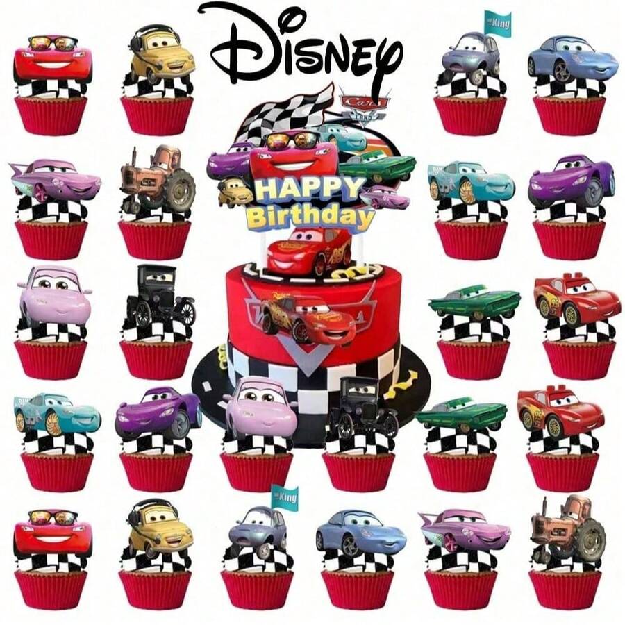 25个主题生日蛋糕装饰插牌，家庭生日派对蛋糕装饰 - 彩色 - 查看 1