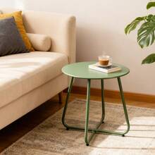45cm runder Metall-Seitentisch, Couchtisch auf Terrasse im Freien, Pulverlack, modernes minimalistisches Design - Grün - Übersicht 1