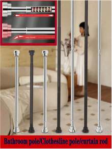 Stainless Steel Extra Long Curtain Rod, Extendable Curtain Rail, Wardrobe Hanging Rod, Laundry Drying Rack, Adjustable Stainless Steel Towel Bar, Suitable For Curtains, Doors, Bedrooms, No Drilling Required - Multicolor - View 10