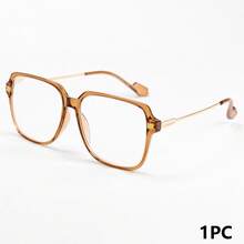 1pc Women's Oversized Reading Glasses, Minimalist Design Classic Colors, Paired With Metal Temples, Sophisticated Design Elevates Premium Feel Reading Glasses, High-Quality PC Material, Comfortable Wear Non-Deformable, Suitable For Office And Daily Reading - Màu nâu - Xem 16