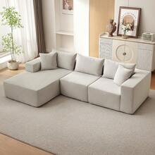 Techigher 108" Modular Sectional Sofa, Boneless Couch With L-Shape Chaise, Upholstered Cloud Couch With Deep Seat For Living Room, Bedroom - Beige_Left Chaise - View 8