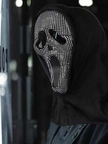 1pc 50*18cm Rhinestone Scream Mask, Costume Party Accessory - Multicolor - View 6