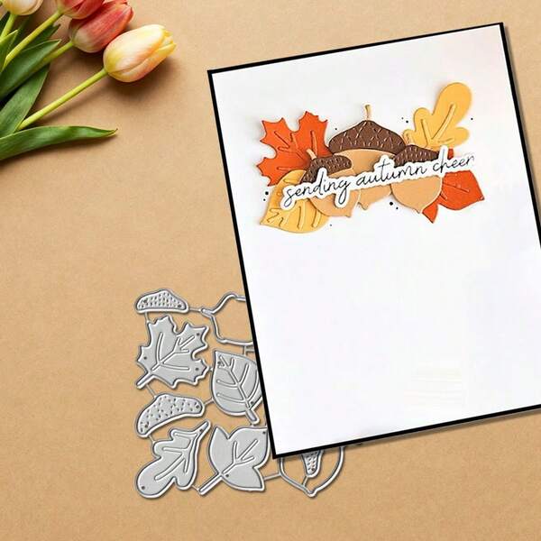 1 Pc Chestnuts And Leaves Scrapbooking Die - Ideal For Papercrafting, Card Making, Scrapbooking And DIY Album Decorating, The Die Features Durable Metal Construction!