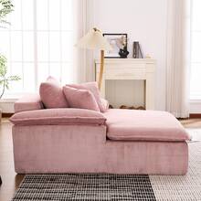 A 46cm High Reclining Sofa With A Clean, Frameless Design, Ideal For Reading. Featuring Wide Armrests, It Comes Fully Assembled. - Pink + Corduroy - View 4
