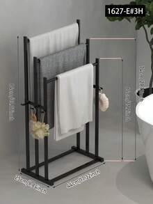 1pc Modern Freestanding Metal Towel Rack With Hooks And Storage Shelf, Movable Towel Rack, Multi-Purpose Towel Holder For Bathroom, Bedroom, Bathtub, Robe And Pajama Rack, Towel Storage Organizer - Multicolor - View 11