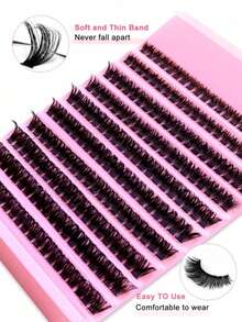 200根60D假睫毛，长度8-16毫米，纤细单根睫毛，自然妆效，蓬松簇状，DIY睫毛嫁接 - 黑色 - 查看 12