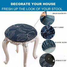 HFCNMY Fundas para taburetes redondas paquete de 4 fundas elásticas redondas para taburetes de bar lavables fundas elásticas para sillas de 13 a 20 pulgadas azul - Azul - Ver 2