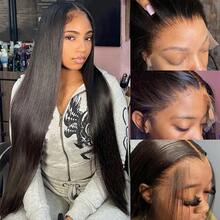 VIOLLY 34 Inch 13x6 HD Natural Black Bone Straight Lace Front Wigs Human Hair Blended 13x4 Brazilian Transparent Lace Frontal Wig For Women Pre-Bleached With Baby Hair Wig - 1B# - View 4