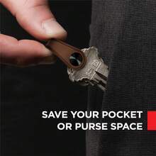 KeySmart Mini llavero organizador para llavero, llavero compacto para llavero, llavero inteligente, llavero de fijación - Cuero - Ver 3