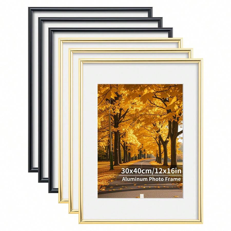 1/3件装，30x40厘米铝制相框，12x16英寸黑/金金属相框，A3相框，墙面相框，A4证书框，海报框，适用于照片、钻石画、油画、艺术装饰、家居装饰、卧室装饰、房间装饰 - 彩色 - 查看 1