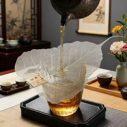 1pc Bodhi Leaf Shaped Tea Strainer - Natural Wheat Straw Tea Filter, Scald-Proof Design, Multi-Functional Tea Infuser, Suitable For Hot Tea, Coffee And Espresso - Unique Bookmark Style, Suitable For Home And Office Use, Coffee Filter, Decorative Tea Strainer