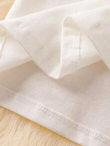 Camiseta ligera de manga larga con cuello Peter Pan y bordado para niña, primavera - Blanco - Ver 3