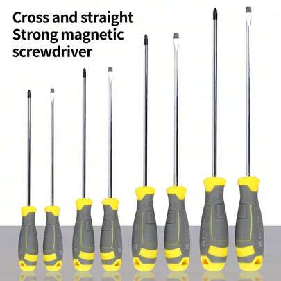 1 Set de Kit de Destornilladores de Precisión con Puntas Magnéticas - Fabricado en Acero de Cromo Vanadio, Incluye Puntas de Cabeza Plana y , Mango Antideslizante, Ideal para Electrónica, Muebles, Electrodomésticos, Reparaciones del Hogar e Industriales