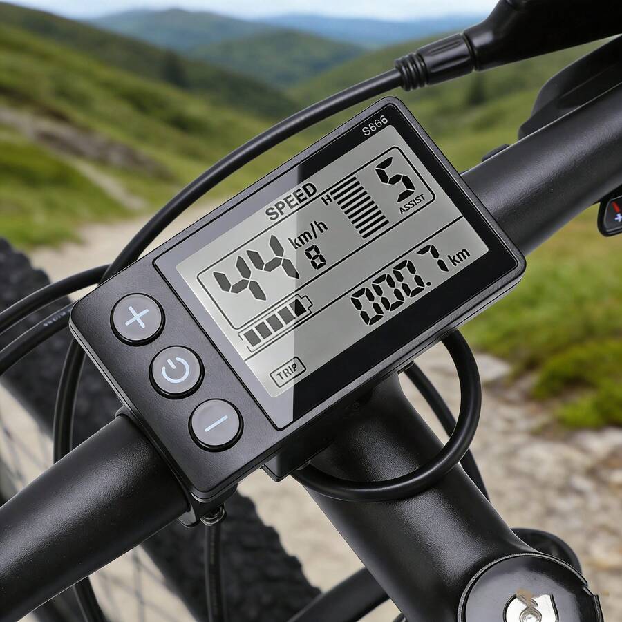 S866 Electric Bike LCD Display Meter - Waterproof Control Panel For 24V, 36V, And 48V E-Bikes With Durable Plug - 黑色 - 查看 1