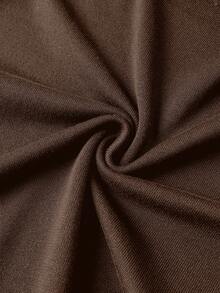 Plus Size Men's Solid Color Turtleneck Sweater, Versatile Business Casual, Autumn/Winter - Brown - View 5