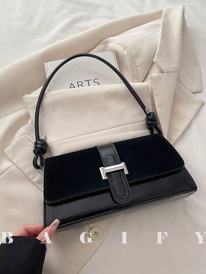 New Fashion Metal Decor Handbag Shoulder Bag, Suitable For Parties, Outings, Vacations, Shopping And Daily Use, Can Store Coins, Phones, Also Suitable As A Work Bag For Office Ladies, College Students And Working Women, Elegant Ladies Bag