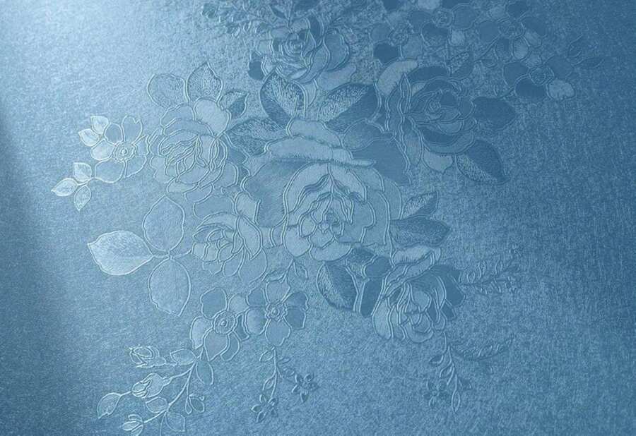 Lenify Green Flower Wallpaper Stick And Peel 17.7inch X 393.7inch Embossed Floral Stick Peel Contact Paper Solid Pure Waterproof Green Self Adhesive Wallpaper Flower Removable Shelf Vinyl Roll - 藍花 - 查看 1