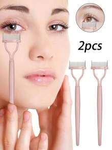 2pcs Carbon Steel Straight Handle Eyelash Separator, Eyebrow Brush, Eyeshadow Brush, Spoon, Spoon Brush - Multicolor - View 11