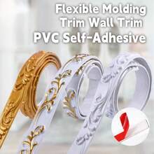 1pc/39.37in Flexible Decorative Trim Line, 3D PVC Self-Adhesive Decorative Soft Line, Baseboard Ceiling Decor Line, Wall Sticker Home Decor
