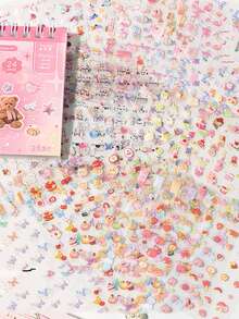 24张/套可爱少女风涂鸦贴纸,激光卡通贴纸,DIY笔记本装饰贴纸,适用于文具装饰、美甲、手机壳装饰、微景观口袋贴纸,可粘贴在行李箱、笔记本电脑、杯子等处。剪贴簿用品 - 彩色 - 查看 2
