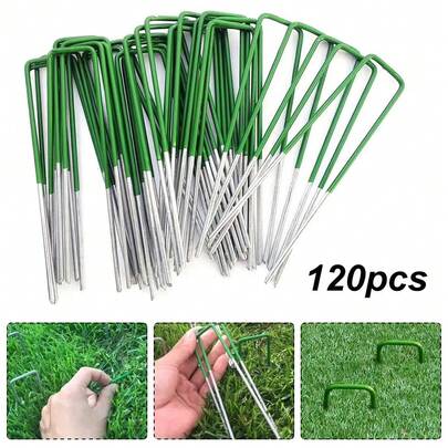 Artificial Grass Turf U Pins Galvanised Metal Pegs Staples Garden Bevelled, U Pins, 120, Pegs