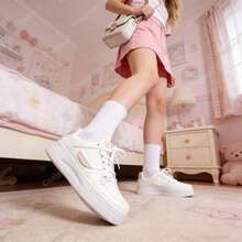 Women's White Low-Top Shoes, Casual Shoes, Outdoor Sports Shoes, Lace-Up Shoes, Lightweight, Easy To Walk, Fashionable, Comfortable, Available In Plus Sizes. - 淺粉色 - 查看 5