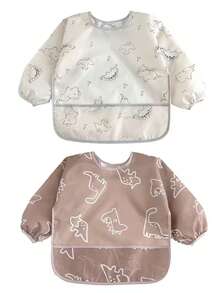 Baby Bib Feeding Coverall - Apron, Suspender, Bib And Adjustable Waistband, Cartoon Print, Unisex - Multicolor - View 12