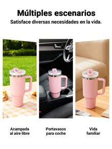 Termos Caliente y Frio Termos para Cafe Caliente Vasos con Popote y Tapa Capacidad 40oz/1200ml Acero Inoxidable 304 Con Asa y Tapa con Popote Modelo de Vaso Grande Multicolor Estilo Casual para Uso Doméstico Bebida Diaria Incluye Popote de Regalo Almacén Local, termos caliente y frio,termos para cafe caliente,vasos con popote y tapa,Regalos de Navidad,Almacén local - Blanco - Ver 8