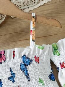 2pcs/Set Girls' Summer Sling Printed Skirt Outfit, Casual Party Wear, Suitable For 4-8 Years Old - Multicolor - View 4