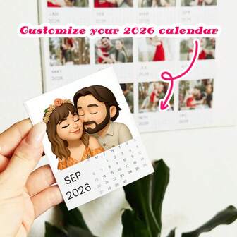 1 pieza Calendario de fotos personalizado/Calendario decorativo personalizable, Juego de mini calendario con imanes de fotos - Adecuado como regalo para parejas, familia, cumpleaños, boda, conmemoración y decoración festiva, Regalos para el Día de San Valentín/Año Nuevo/Aniversario
