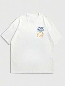 Men's Vintage Lemon Liquor Themed Graphic Print Casual Round Neck Short Sleeve T-Shirt, Summer - White - View 6