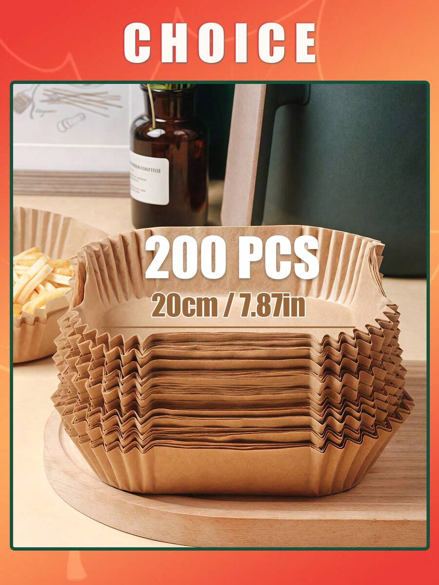 200/100 miếng lót nồi chiên không dầu dùng một lần kích thước 6 inch/8 inch, giấy lót hình vuông dùng cho nồi chiên không dầu, phù hợp với rổ chiên, khay nướng, phụ kiện lò nướng, dụng cụ nấu ăn, đồ dùng nhà bếp, thiết bị nhà bếp.