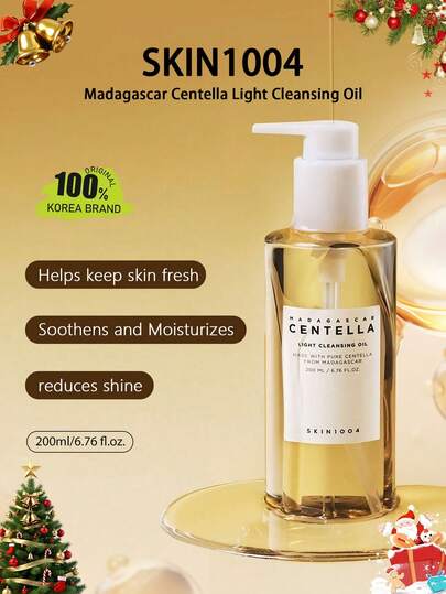 SKIN1004 200ml 马达加斯加积雪草轻盈卸妆油，轻盈油状质地，易乳化配方，不油腻清爽，温和卸妆，韩国化妆品，200ml/6.76 液体盎司。