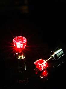 1对LED闪光变色耳环，发光耳环，钻石皇冠吊坠耳环，不锈钢材质，男女通用，礼品，派对用品 - 彩色 - 查看 8