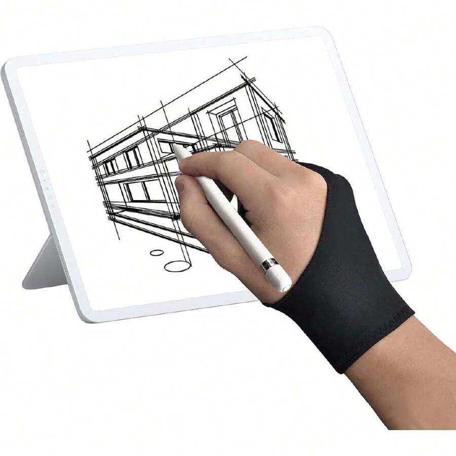 Guante de Dibujo de 2 Dedos para Tableta Gráfica y Dibujo Tradicional. Guante de Artista para Dibujantes Digitales. Disponible en Talla CH (Negro),37057716 - Beis - Ver 1