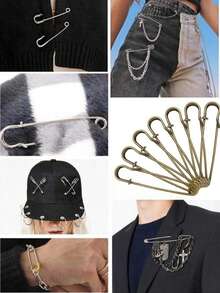 5-30pcs Large Size Garment Safety Pins, Heavy Duty Quilting Pins, Gold/Silver Decorative Pins, Suitable For Canvas, Wool Clothing Crafts And DIY Jewelry Crafts - Multicolor - View 8