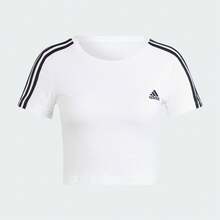 Adidas W 3S BABY T Cropped Sporty Casual Fitted Short Sleeve Round Neck T-Shirt - White - View 5